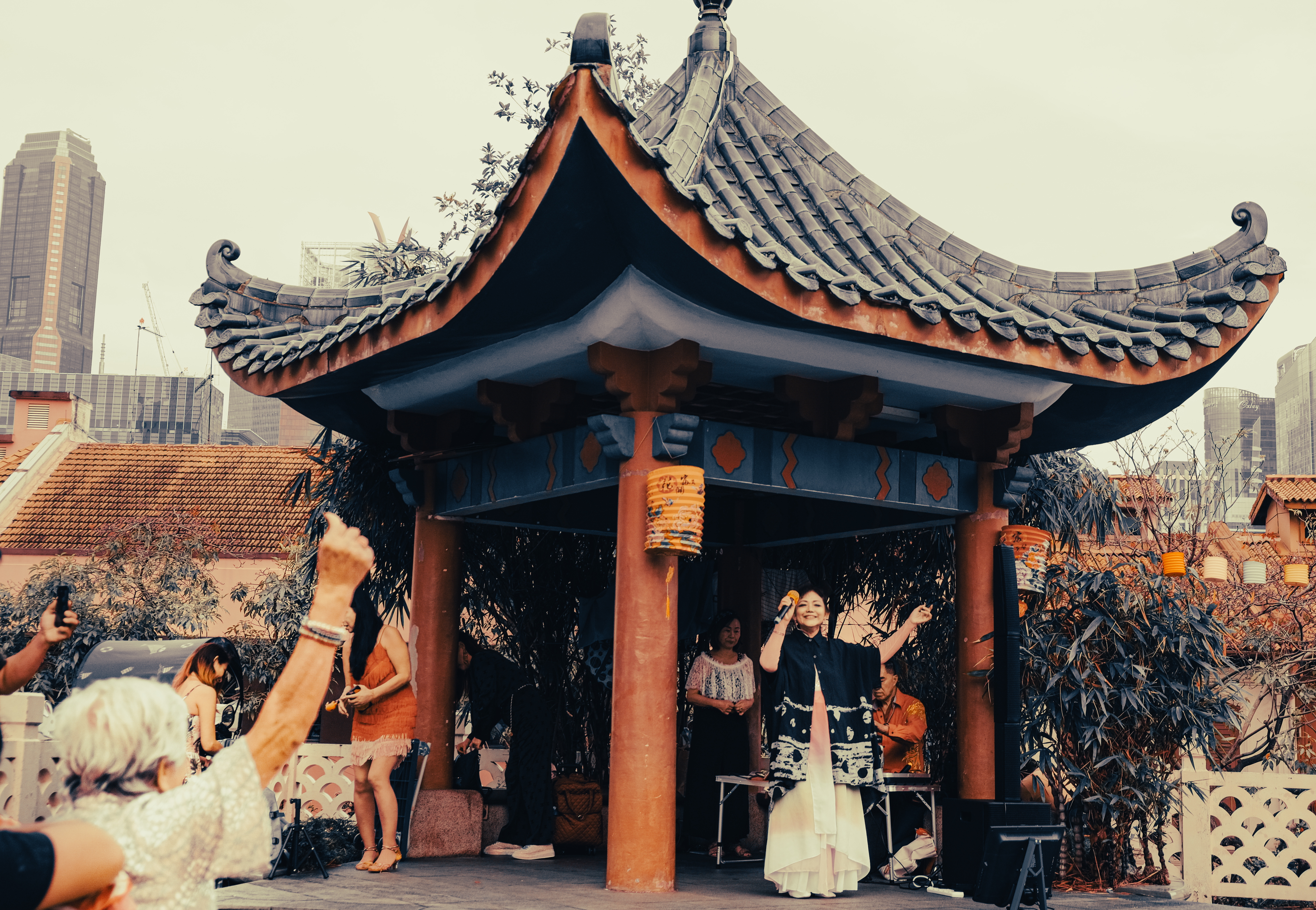 Chinese pavilion with singer