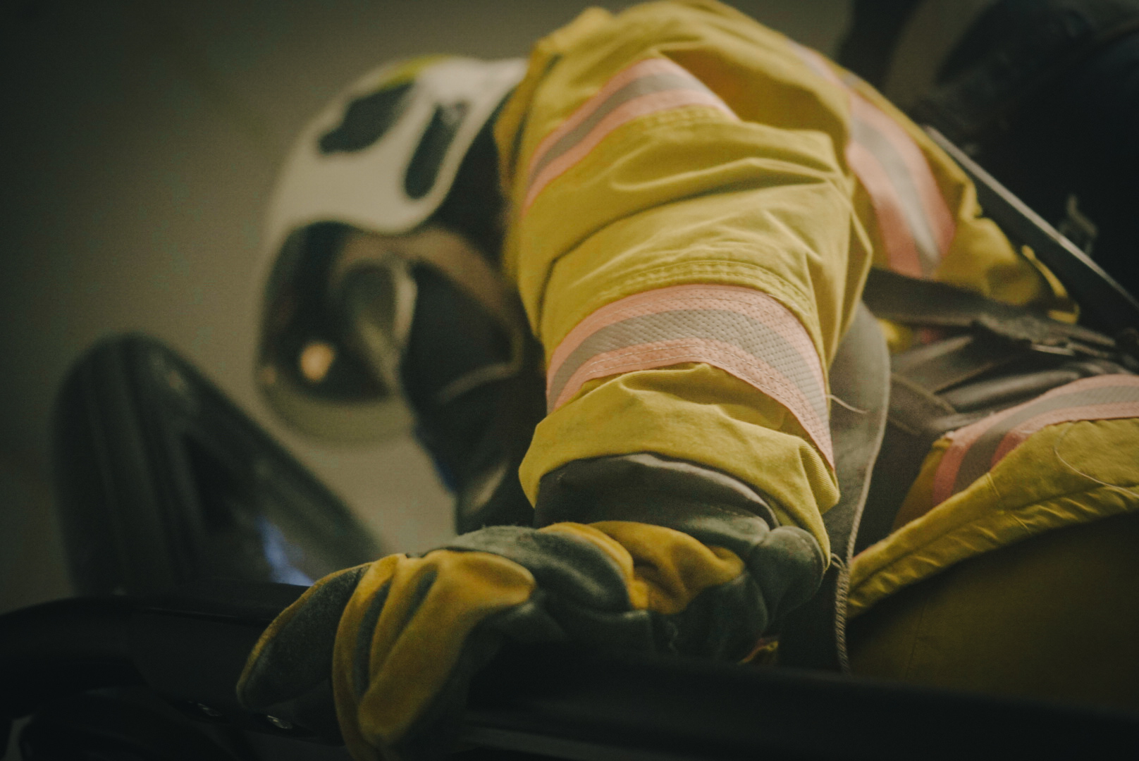 Firefighter arm closeup