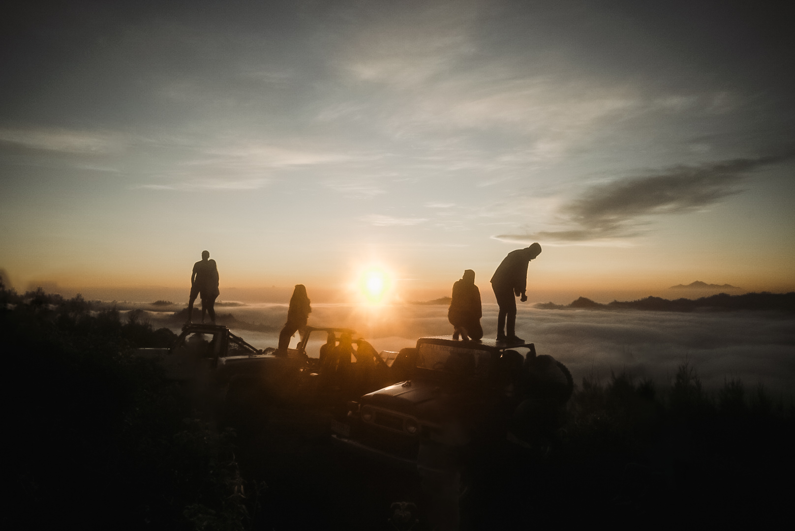 Sunrise with mountain fog